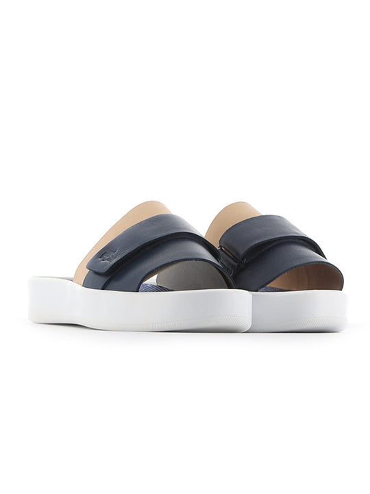 Lacoste Natural Navy Leather Pirle 118 Slide