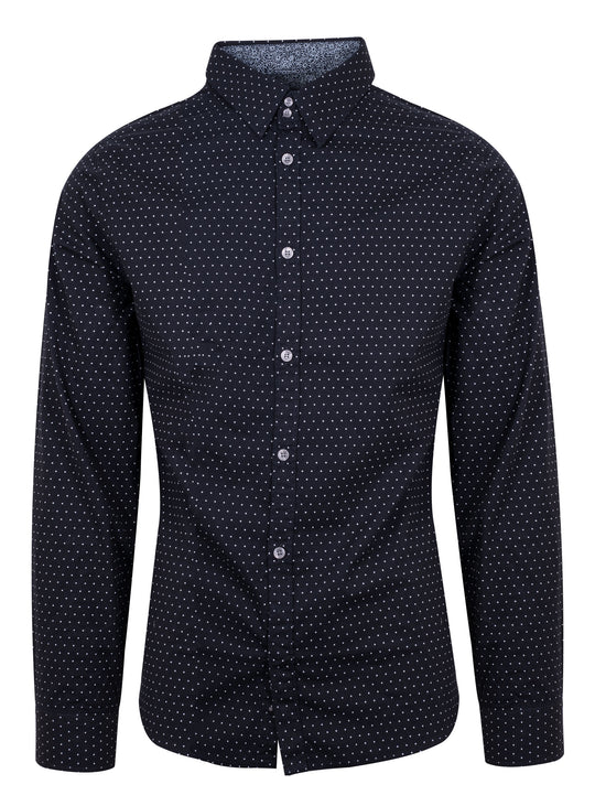 French Connection Navy Dotted Contrast Shirt
