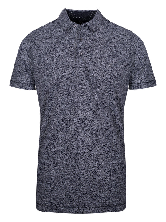 French Connection Mens Navy Blue Daisy Mix Pocket Polo Shirt