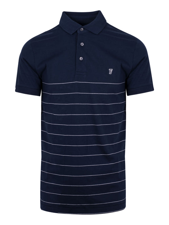 French Connection Marine Blue Striped Polo Shirt
