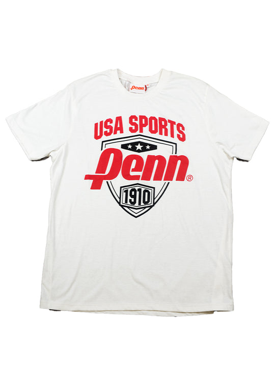 Penn Mens White & Navy Long Sleeved T-Shirt