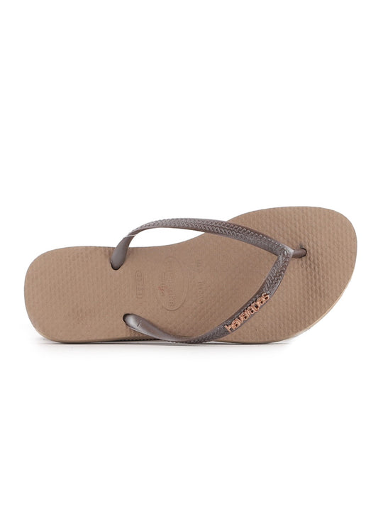 Havaiana Slim Logo Rose Gold Flip Flops