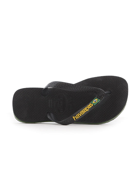 Havaianas Black Brasil Logo Flip Flops