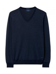 Gant Blue Allover Pattern Wool V-Neck