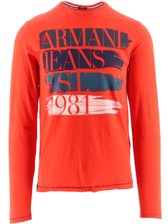 Armani Mens Orange Crew Neck T-Shirt