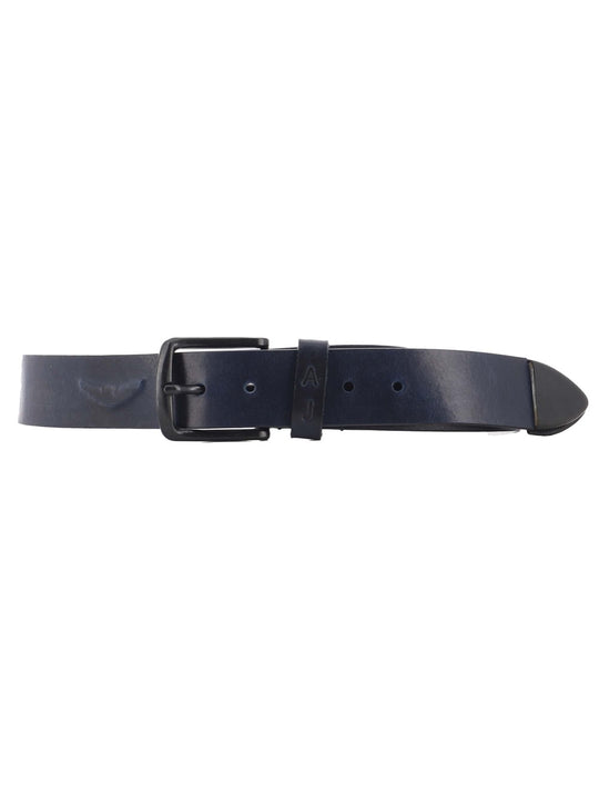 Armani Mens Navy Leather Belt