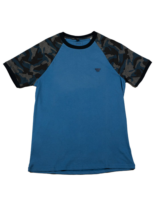 Mens Armani Blue Camo Crew Neck T-Shirt