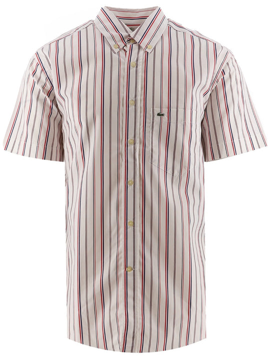 Lacoste White Blue Short Sleeve Shirt