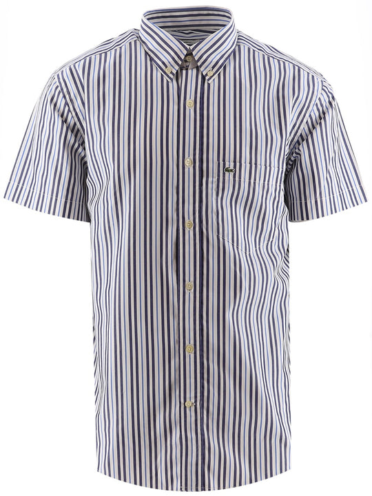 Lacoste White Blue Short Sleeve Shirt