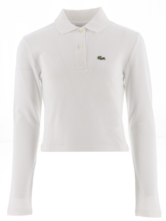 Lacoste Girls White Regular Fit Logo Polo Shirt