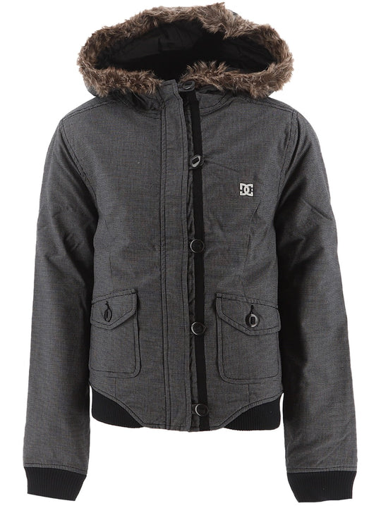 DC Womens Black And White Fur Hooded Coat