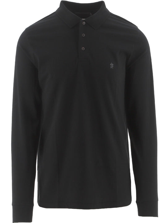 French Connection Mens Black Long-Sleeved Polo