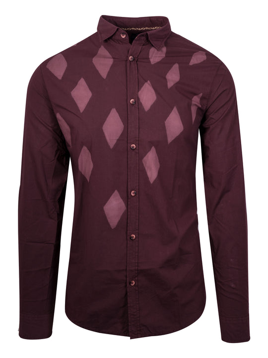 Armani Mens Bordeaux Long Sleeved Shirt