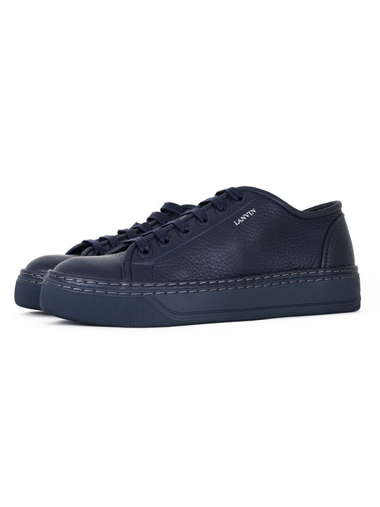 Lanvin Mens Blue Grained Bull Calfskin Low Sneaker