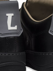 Lanvin Mens Black Reflective Panel Leather Sneaker