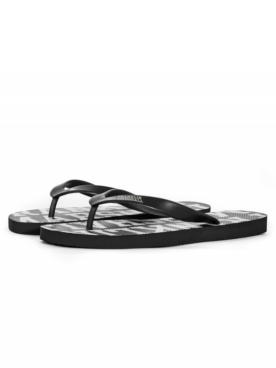 Franklin Marshall Black & White Logo Flip Flops