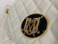 Love Moschino Cream Embroidered Faux Leather Backpack | EBAY