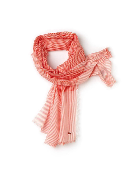 Lacoste Red Striped & Checked Scarf