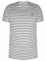 Franklin Marshall Grey Striped Embroidered Logo T-Shirt