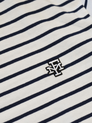 Franklin Marshall Navy Blue Striped Embroidered Logo T-Shirt
