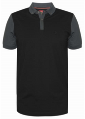 Luke Jet Black Contrast Terry The Doorman Mens Polo