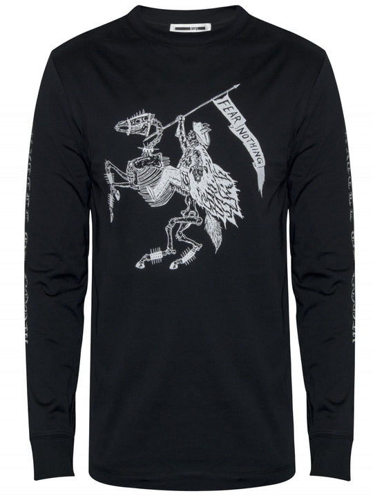 Alexander McQueen Mens Black 'Battle of Doom' Long Sleeve T-Shirt