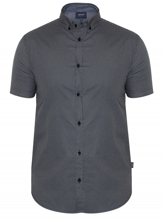 Armani Jeans Short-Sleeved Navy Patterned Shirt