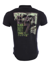 EA7 Black Short-Sleeved Henley T-Shirt