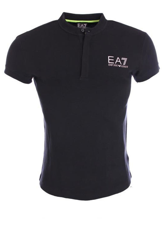 EA7 Black Short-Sleeved Henley T-Shirt