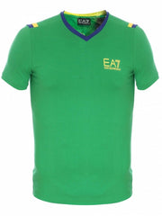 EA7 Green V-neck Short-Sleeved T-Shirt