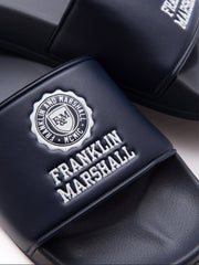 Franklin Marshall Navy Emblem Sliders
