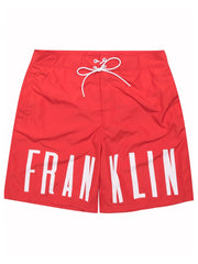 Franklin Marshall Fire Red Large Logo Swim Shorts