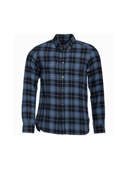 French Connection Mens Blue Checked Flannel Long Sleeved Shirt