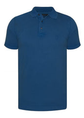 French Connection Blue Lightweight Pique Stretch Washed Polo Shirt