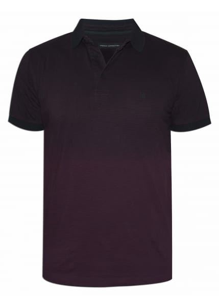 French Connection Wenger Navy Blue & Purple Striped Polo Shirt
