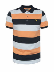 Lyle & Scott Mens Block Stripe Polo Shirt Blue & Orange