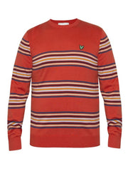 Lyle & Scott Mens Crew Neck Red Striped Jumper