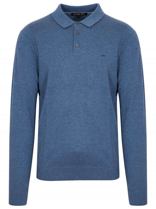Michael Kors Chambray Melange Long-Sleeve Polo Shirt