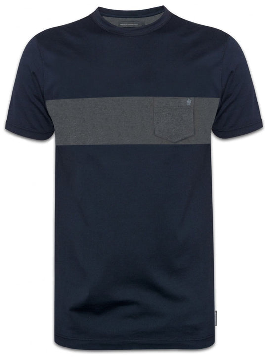 French Connection Marine Blue & Grey Pocket Jersey T-Shirt