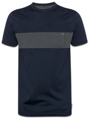 French Connection Marine Blue & Grey Pocket Jersey T-Shirt