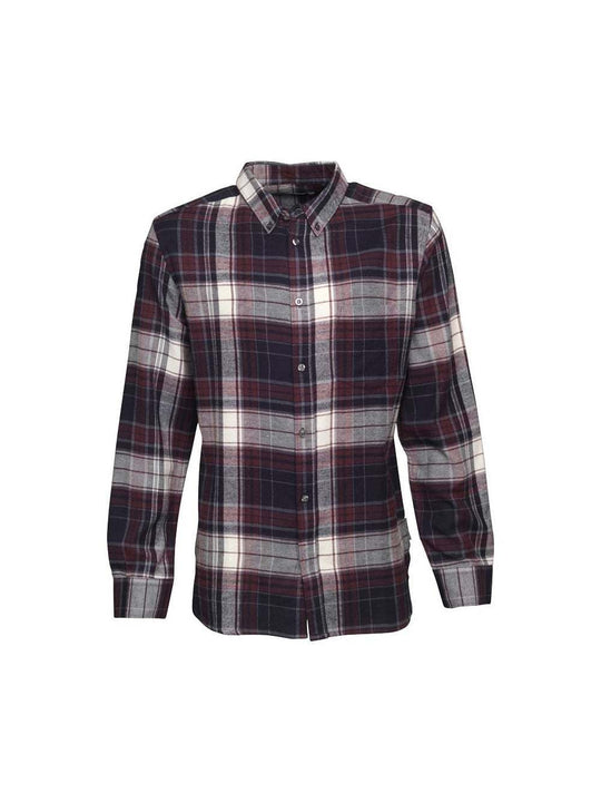 French Mens Chateaux Checked Flannel Long Sleeved Shirt